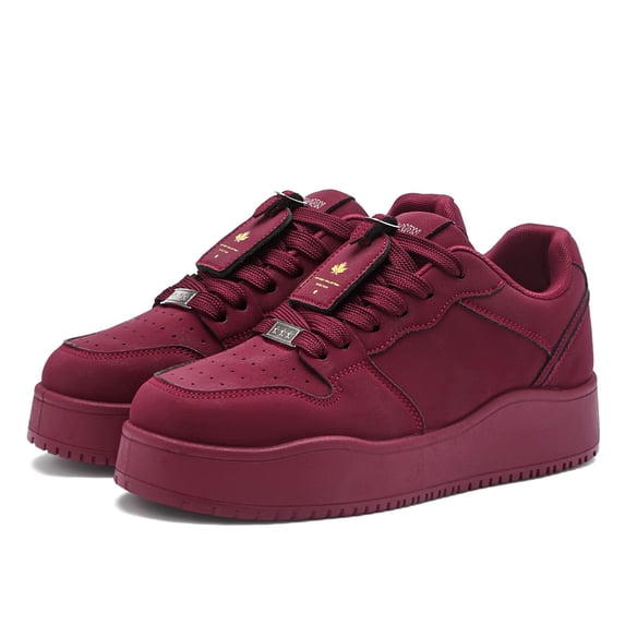 Men's Lace-Up Low Top Platform Fashion Sneakers, Adult Male Round Toe Textured Upper Footwear with Chunky Thick Outsole for Daily Street Styling