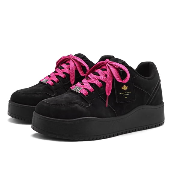 Men's Lace-Up Low Top Platform Fashion Sneakers, Adult Male Round Toe Textured Upper Footwear with Chunky Thick Outsole for Daily Street Styling
