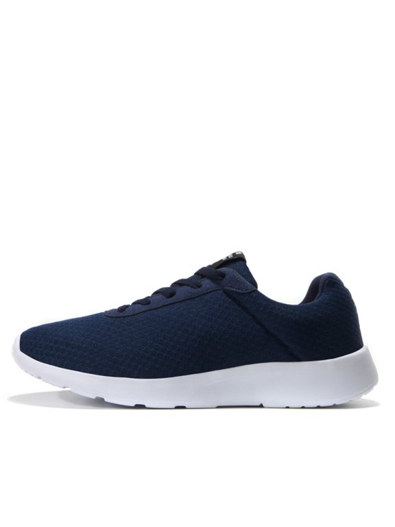 Men's Lace‑Up Mesh Athletic Sneaker, Perforated Mesh Upper Overlay Accent Panels Textile Heel Pull Tab Thick Streamlined Midsole Footwear for Daily Walking and Light Athletic Activities