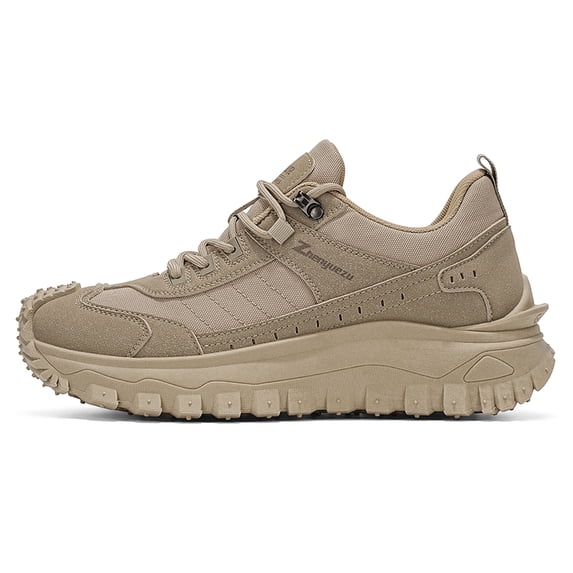 Men's Lace‑Up Mid‑Top Outdoor Hiking Shoes, Spliced Multi‑Panel Upper Footwear with Deep‑Lug Rugged Thick Outsole for Mountain Trekking and Field Outdoor Activities