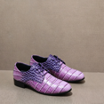 thumbnail image 1 of Men's Lace‑Up Oxford Dress Shoes, Crocodile Embossed Glossy Upper Footwear with Block Low Heel Outsole for Formal Events and Dress‑Up Occasions, 1 of 9