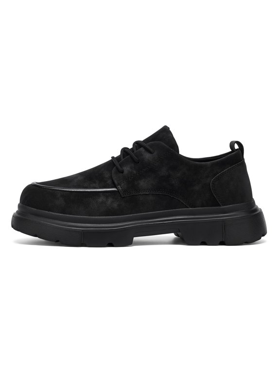 Men's Lace‑Up Platform Casual Oxford Shoes, Contrast Seam Panel Upper Rounded Toe Heel Pull Loop Padded Collar Block‑Style Chunky Outsole Footwear For Daily Wear Outdoor Walking And Casual Occasions