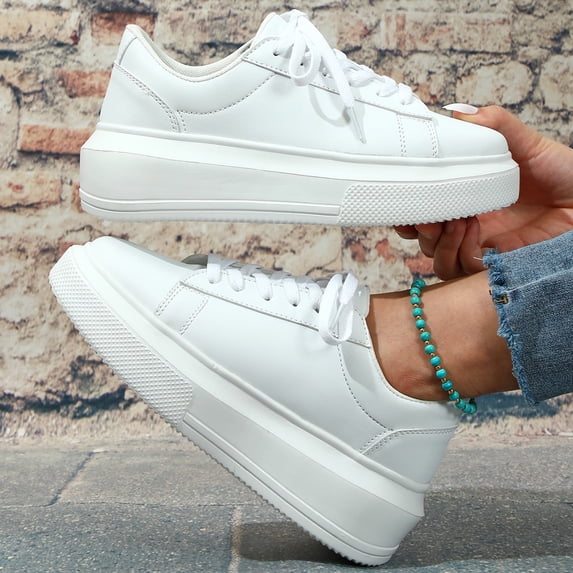 Men's Lace-Up Platform Low Top Casual Skate Shoes