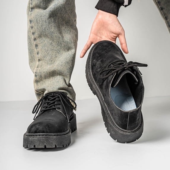 Men's Lace Up Platform Oxford Shoes, Round Toe Vintage Thick Sole Casual Walking Shoes, Black & Brown Available