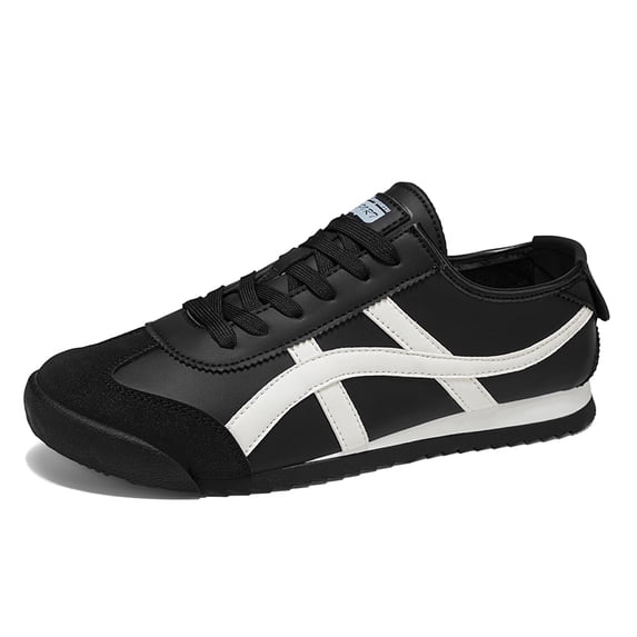 Men's Lace‑Up Retro Mixed‑Material Skate Sneakers, Serrated Edge Flat Outsole Round‑Toe Low‑Top Footwear for Spring Daily Casual Wear