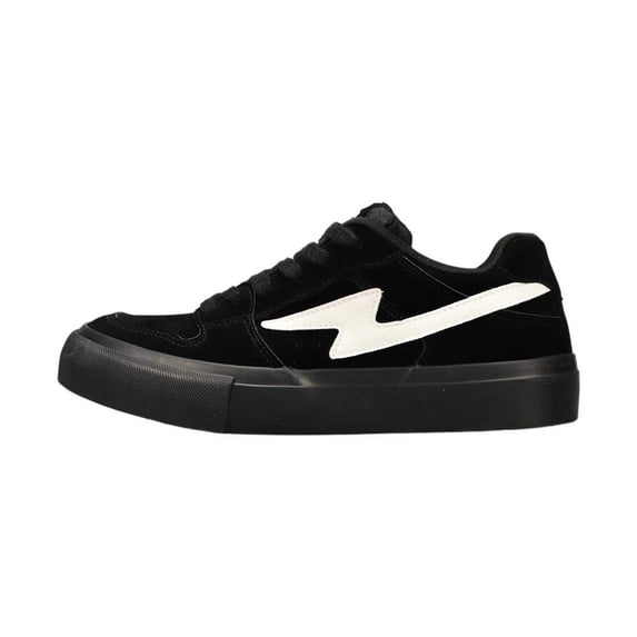 Men's Lace-Up Suede Lightning Pattern Low Top Skate Shoes