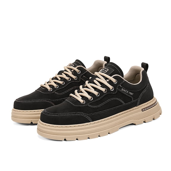 Men's Lace-Up Thick Sole Retro Workwear Casual Shoes