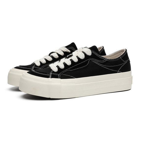 Men's Lace-Up Thick Thread Stitch Platform Low Top Canvas Shoes