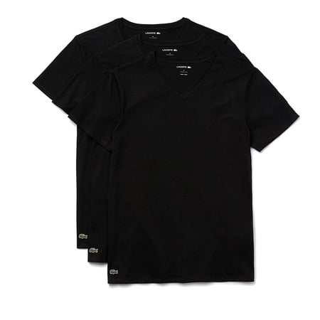 Men's Lacoste Black Essentials 3-Pack V-Neck T-Shirts - L
