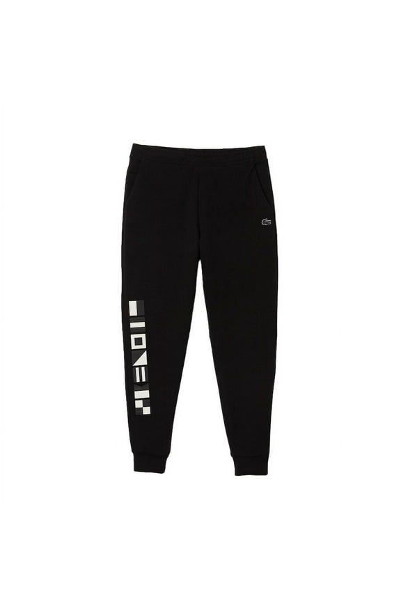Men's Lacoste Black Reflective Print Joggers - 6/XL