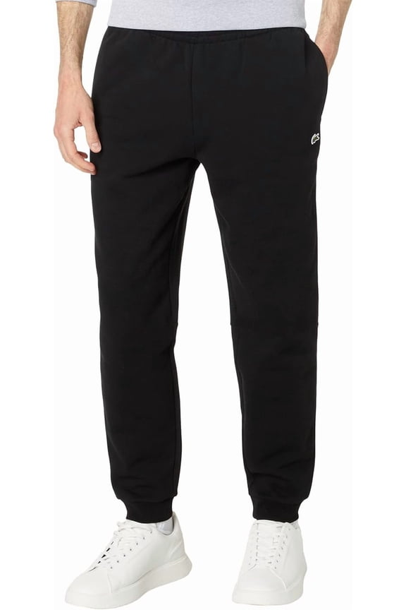 Men's Lacoste Black Tapered Fit Fleece Trackpants - 9/4XL