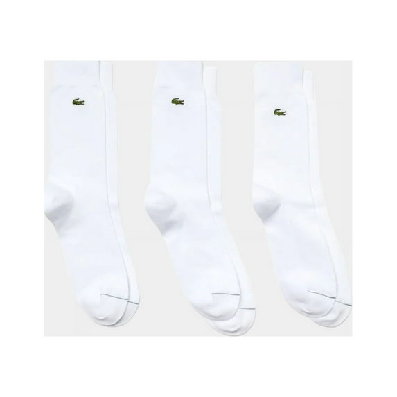 Men's Lacoste Cotton Blend RA4744 00 737 Socks White/Green UK 3.5-6.5 3-Pack
