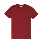 Men's Lacoste Cranberry Short Sleeve Pima Cotton V-Neck Jersey T-Shirt - 4/M