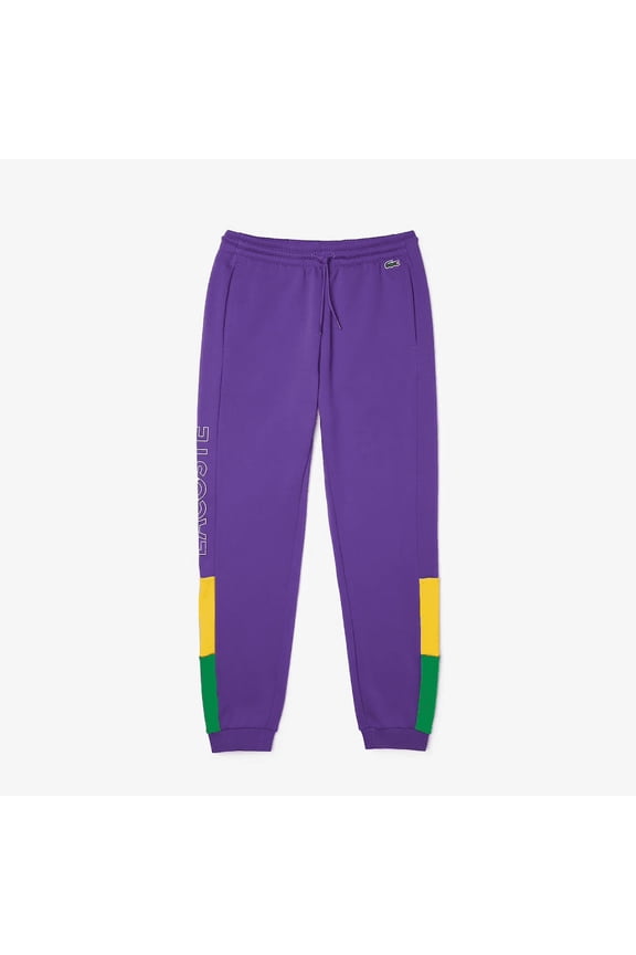 Men's Lacoste Lavender/Broom/Malachite Branded Clbk Fleece Jogging Pants - 4/M