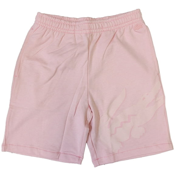 Men's Lacoste Pink Oversized Crocodile Print Organic Cttn Fleece Shorts - 5/L