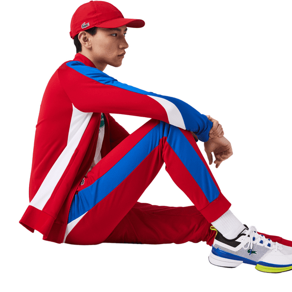 Men's Lacoste Red/Blue/White SPORT Run-Resistant Tennis Trackpants - 7/2XL