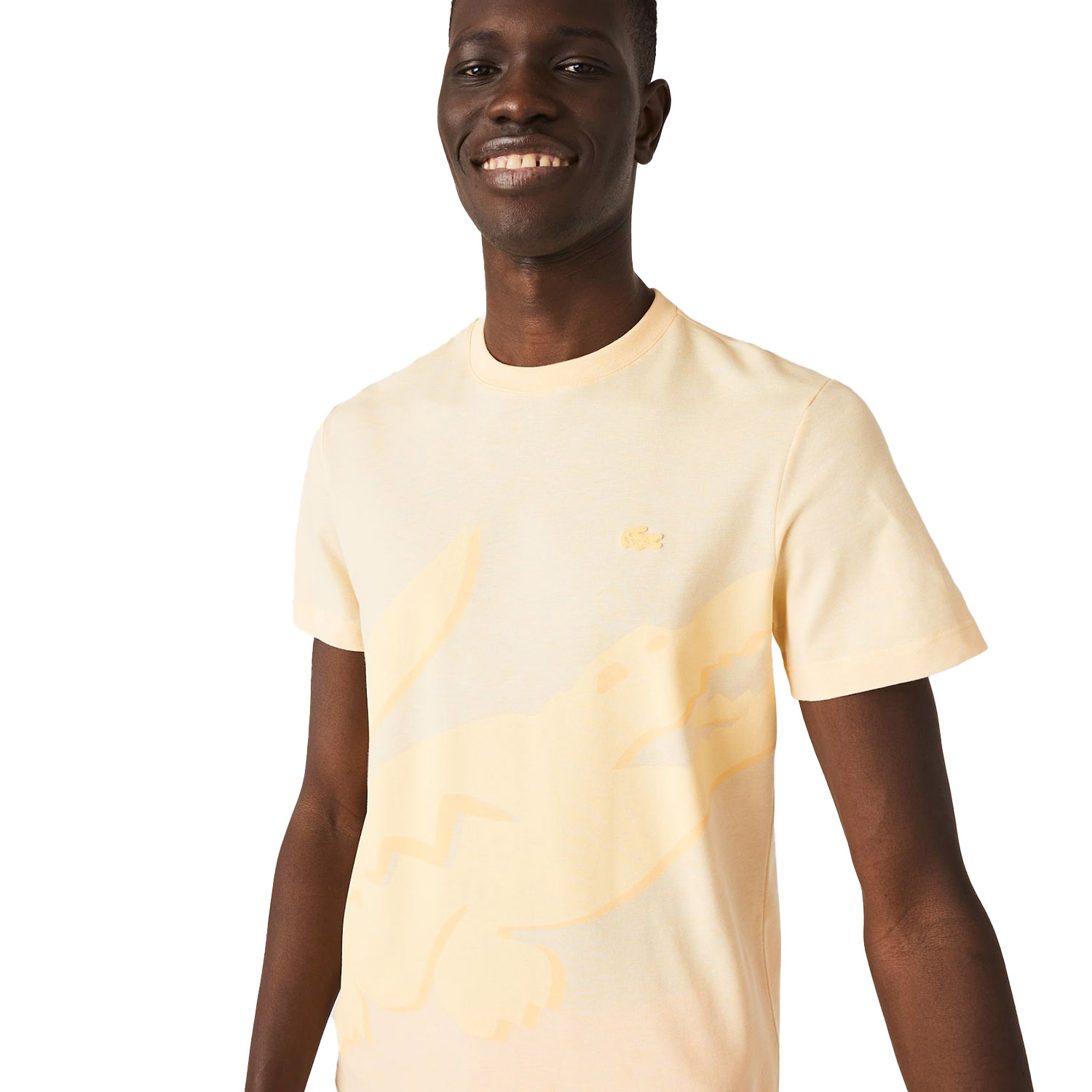 Lacoste Men's Crocodile Print Crew Neck Stretch Organic Cotton T