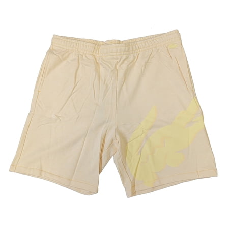 Men's Lacoste Yellow Oversized Crocod Print Organic Cotton Fleece Shorts - 7/2XL