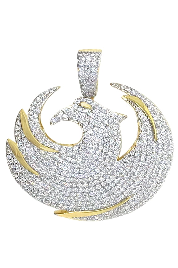 Men's Ladies 10k Yellow Gold Tone .925 Sterling Silver US Flying American Eagle Charm Pendant