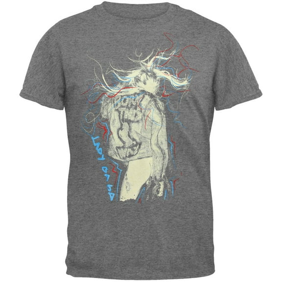 Men's Lady Gaga Scribbles Slim Fit T-shirt Small Grey