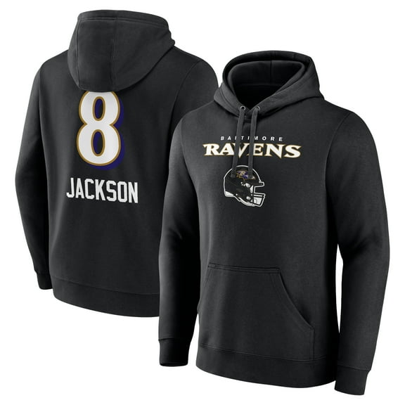 Men's Lamar Jackson Baltimore Ravens Black Team Wordmark Pullover Hoodie