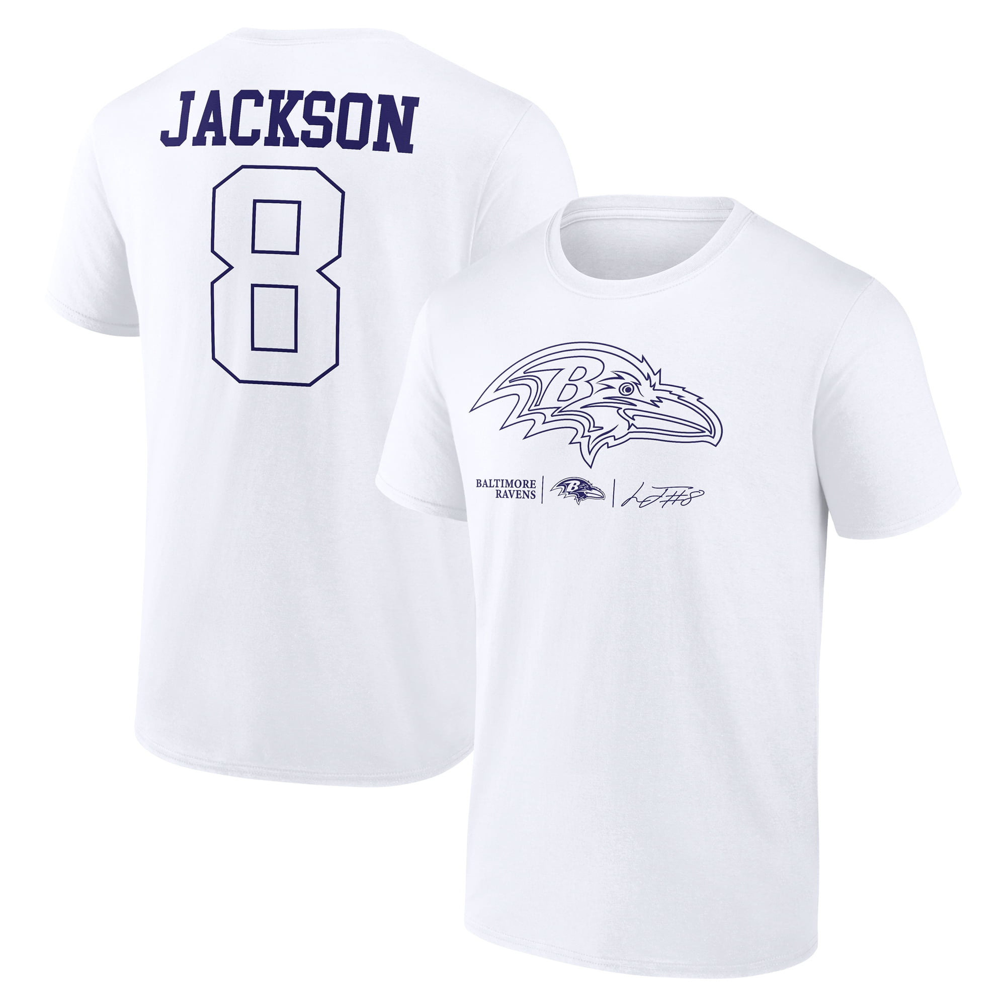 THE RAVENS Tシャツ ホワイト Lサイズ Men's Lamar Jackson White Baltimore Ravens Tonal Name & Number T