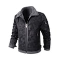 thumbnail image 1 of Men's Lamb Wool Bomber Coat Faux Leather Sherpa Fleece Lined Jackets Heavyweight Suede Faux Fur Trench-Coat Men Solid Color Artificial Leather Pocket Zipper Leather Clothing Jacket Loose Coat, 1 of 6