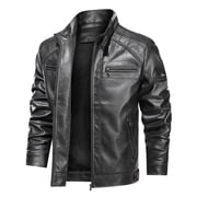 Men's Lamb Wool Bomber Coat Faux Leather Sherpa Fleece Lined Jackets Heavyweight Suede Faux Fur Trench-Coat Men Solid Color Artificial Leather Pocket Zipper Leather Clothing Jacket Loose Coat