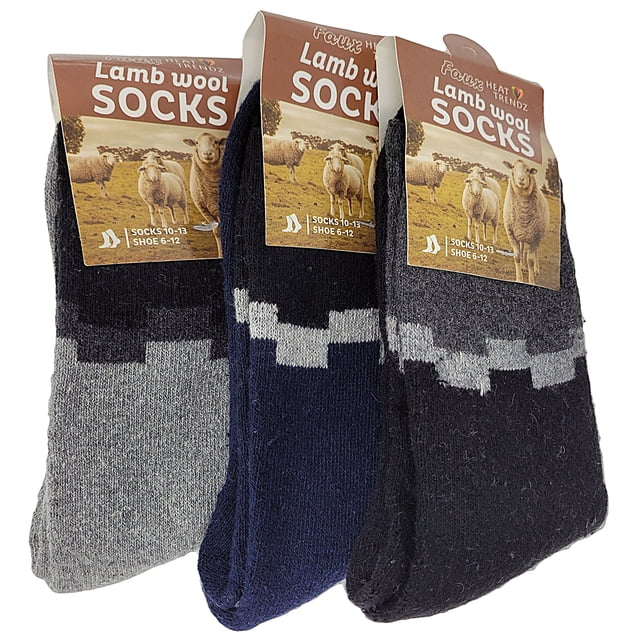 Men's Lamb Wool Crew Socks, Thermal Warm Winter Heavy Duty Boot Socks