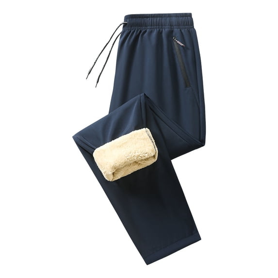Men's Lamb Wool Warm Pants Solid Color Casual Sanitary Trousers Soft Cozy Fabric Versatile Everyday Wear Comfortable Fit for Home Office Travel Winter Essential for Layering and Relaxation