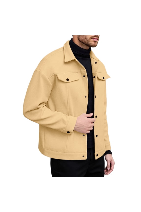 Men's Lapel Business Jacket Fashion Leisure Sports Coat Trendy Casual Button Up Long Sleeve Jackets