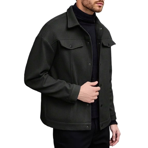 Men's Lapel Business Jacket Fashion Leisure Sports Coat Trendy Casual Button Up Long Sleeve Jackets