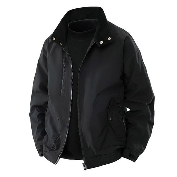 Men's Lapel Collared Jacket Windproof Casual Stylish Cargo Jackets Three Season Work Outdoor Sport Windbreaker