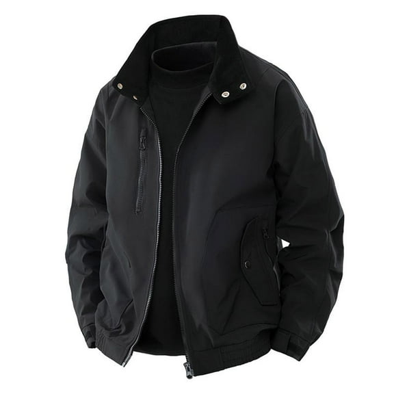 Men's Lapel Collared Jacket Windproof Casual Stylish Cargo Jackets Three Season Work Outdoor Sport Windbreaker