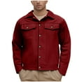 thumbnail image 1 of Men's Lapel Neck Button Down Jacket Casual Long Sleeve Solid Cargo Pea Coat Lightweight Trucker Jackets, 1 of 7