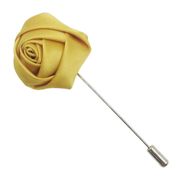 Men's Lapel Pins Groom Boutonniere Wedding Silk Rose Flower Handmade Satin Boutonniere Pin for Suit Wedding Groom