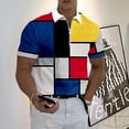 thumbnail image 1 of Men's Lapel Polo Zip Polo Polo Shirt Golf Shirt Plaid/Check Graphic Prints Geometry Turndown Designer 3D Clothing Golf Shirt, 1 of 6