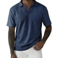 thumbnail image 1 of Men's Lapel Shirt Business Casual Short Sleeve Solid Color Summer Work Golf Wedding Tops Father's Gift, 1 of 4