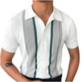 thumbnail image 1 of Men's Lapel Short Sleeve Striped Casual Fashion Knitted Golf Shirt, 1 of 6