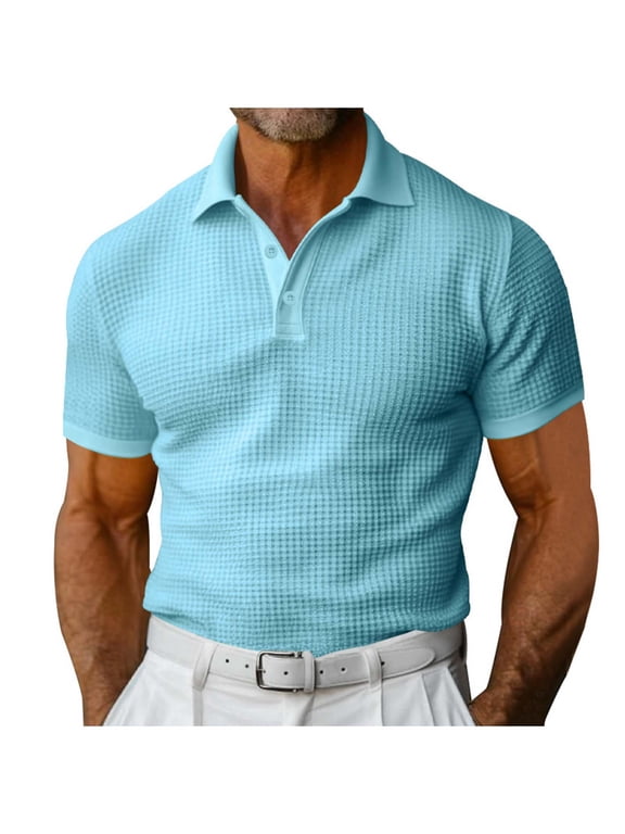 Men's Lapel Slim Short Sleeve Tee - Polyester, Plus Size, EU/US Style, S-XXXL, 104-129cm Bust for All Occasions