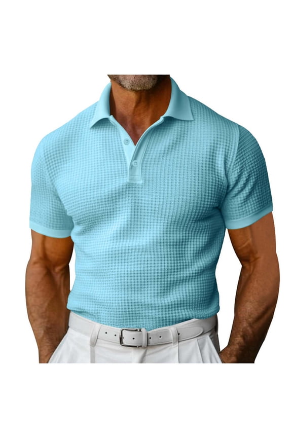 Men's Lapel Slim Short Sleeve Tee - Polyester, Plus Size, EU/US Style, S-XXXL, 104-129cm Bust for All Occasions
