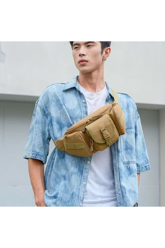 Men's Large Capacity Waterproof Tactical Waist Pack – Multi-Functional Chest Bag for Cycling, Running, Travel, Outdoor Sports & Lure Fishing