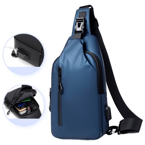 Men's Large Crossbody Chest Bag, Water-Resistant Sling Pack with USB Port, Anti-Theft Travel Shoulder Bag for Outdoors, Holds 7.9-Inch Tablet