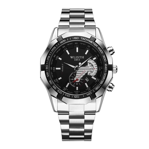 Men's Large-Dial Quartz Watch - Date Function, Stainless Steel Strap, Fashion Casual Luminous Wristwatch