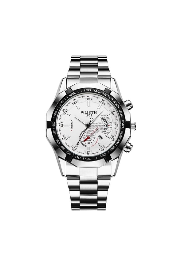 Men's Large-Dial Quartz Watch - Date Function, Stainless Steel Strap, Fashion Casual Luminous Wristwatch