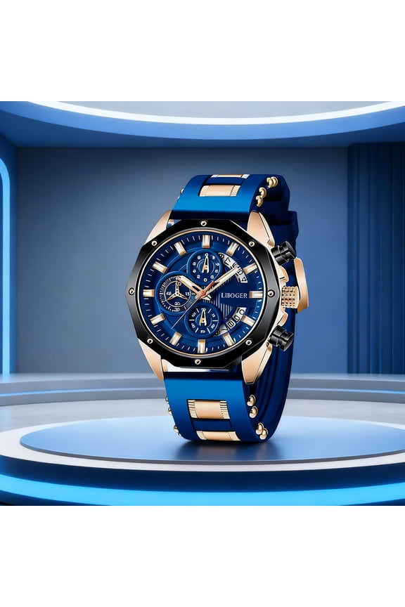 Men's Large-Face Outdoor Sports Analog WatchRubber Strap, 3-Hand (Hour/Minute/Second) , Perfect for Training, Hiking & Adventure (Black)