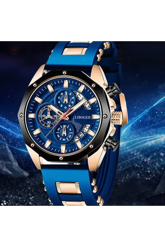 Mens Large-Face Outdoor Sports Analog Watch with Rubber Strap Perfect for Training, Hiking & Adventure (Hour, Minute, Second Hands),