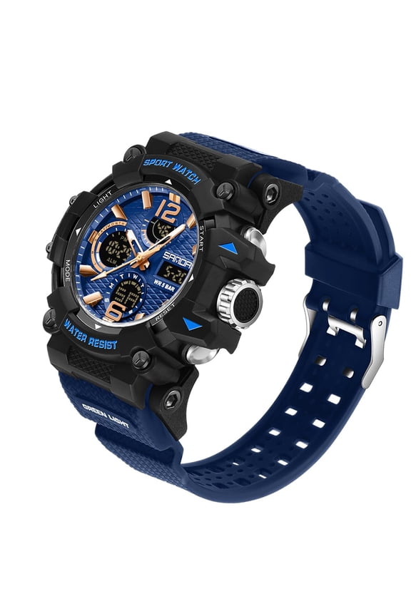 Men's Large Face Watches 5ATM Outdoor Sports Military Digital Transparent Watch Multi Function Water Resistant Backlight Alarm Stopwatch LED Rugged Wristwatch for Training Hiking