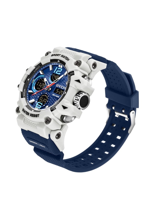 Men's Large Face Watches 5ATM Outdoor Sports Military Digital Transparent Watch Multi Function Water Resistant Backlight Alarm Stopwatch LED Rugged Wristwatch for Training Hiking