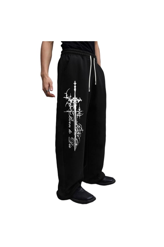 Men's Large Japanese Dragon Print Baggy Gothic Sweatpants Y2k Pants Mens Goth Graphic Pants Streetwear Relaxed Wide Leg Casual Joggers for Skate Street Outings